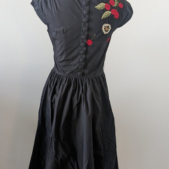 Vintage Vibes Embroidered Cherry Dress with pockets! - Picture 3 of 10